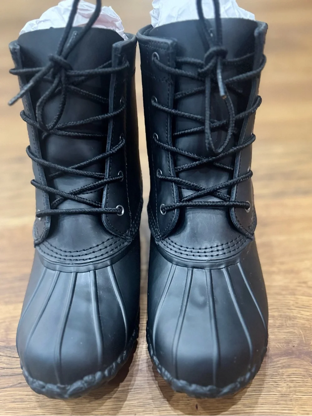 Women’s Black Lace-Up Rain Boots